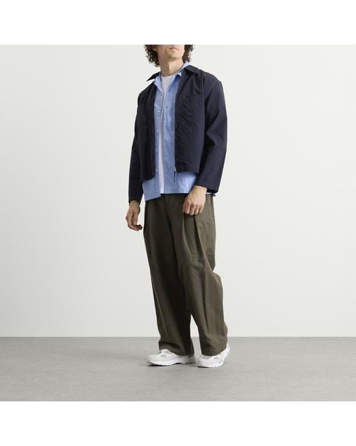 Universal Works Blue Linen Cotton Camp Shirt for men