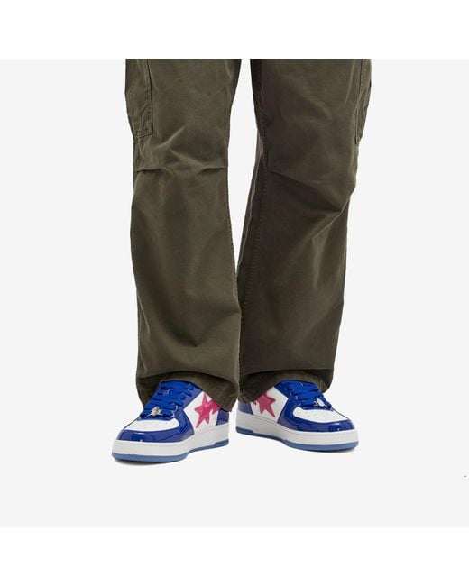 A Bathing Ape Blue Patent Leather Bape Sta Sneaker for men