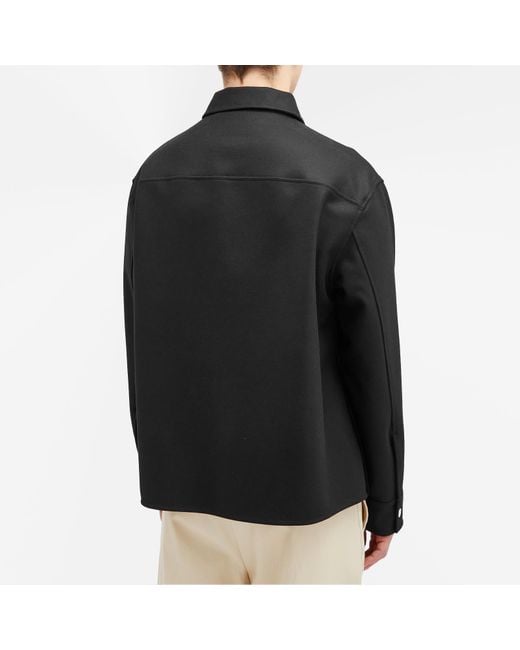 Jil Sander Black Melton Wool Zip Overshirt for men