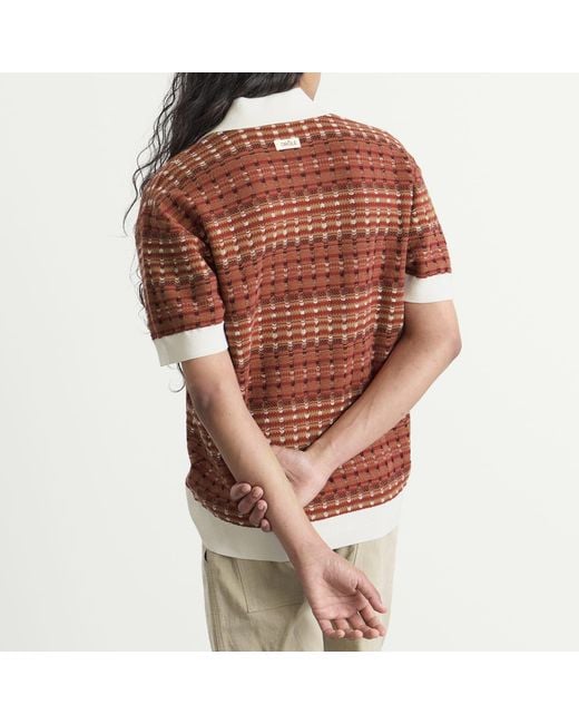 Drole de Monsieur Red Knitted Mesh Polo Shirt for men