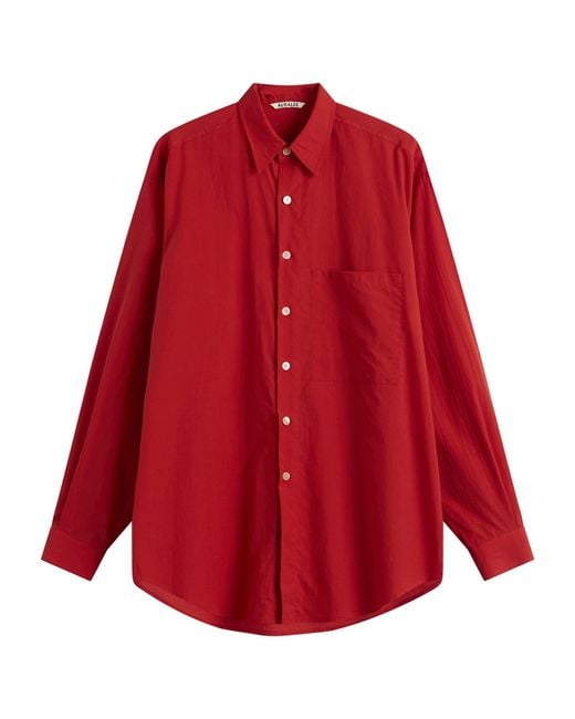 Auralee Red Cotton Lawn Shirt for men
