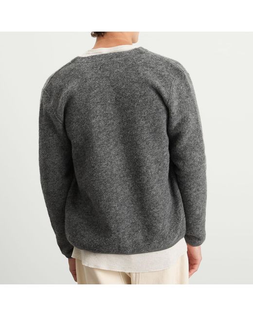 Universal Works Gray Wool Fleece Cardigan for men