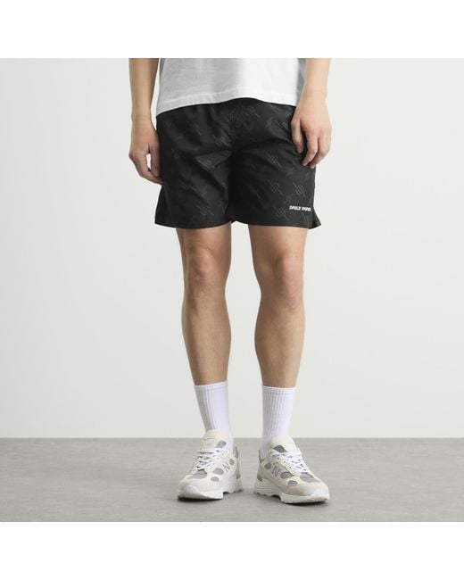 Daily Paper Black Irregular Monogram Swim Shorts for men