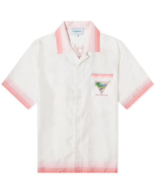 Casablancabrand White Tennis Club Short Sleeve Silk Shirt for men