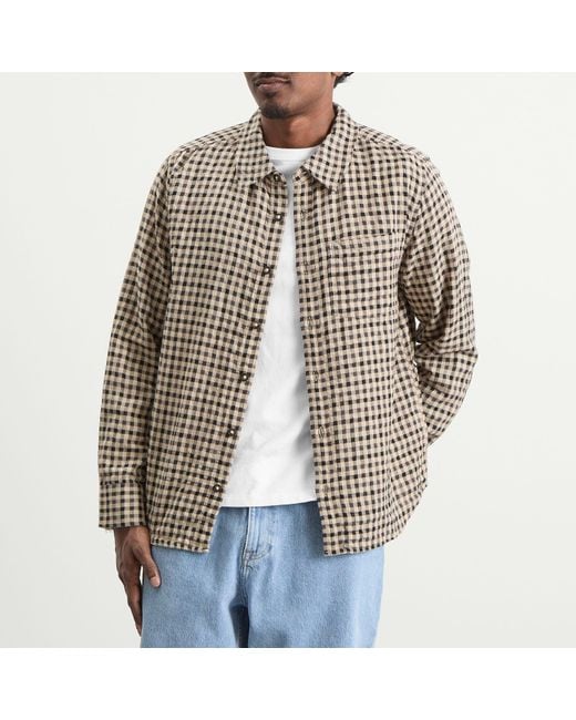Corridor NYC Natural Fall Check Long Sleeve Shirt for men