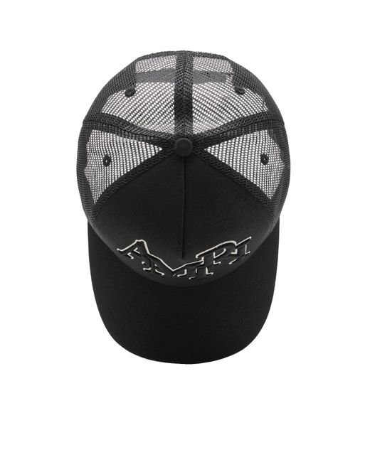 Amiri Black Staggered Logo Trucker Hat for men