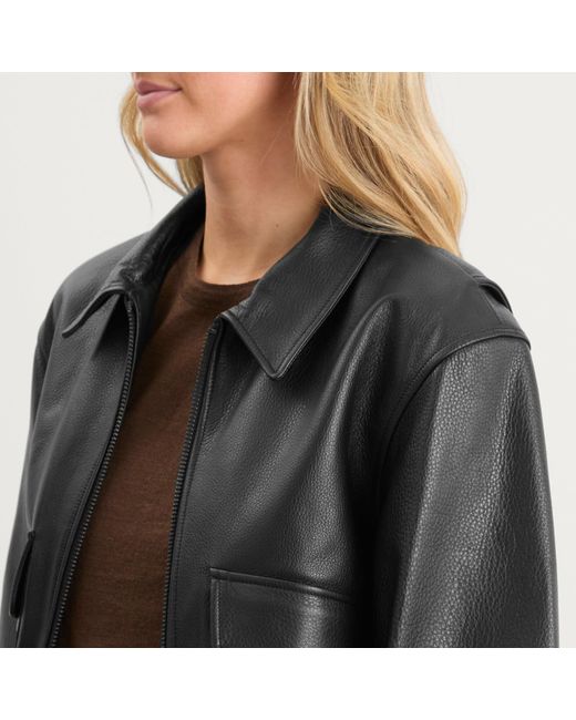 NOTHING WRITTEN Black Classic Leather Flight Jacket