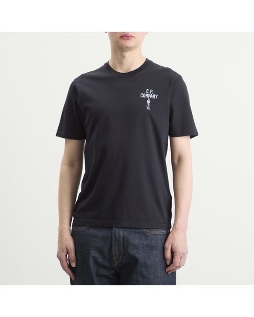 C P Company Black Logo Print T-Shirt for men