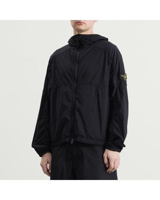 Stone Island Black Ultralight Nylon Stretch-Tc Hooded Jacket for men