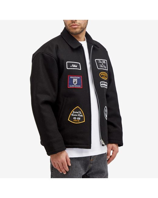 Neighborhood Black Melton Badges Zip Up Jacket for men