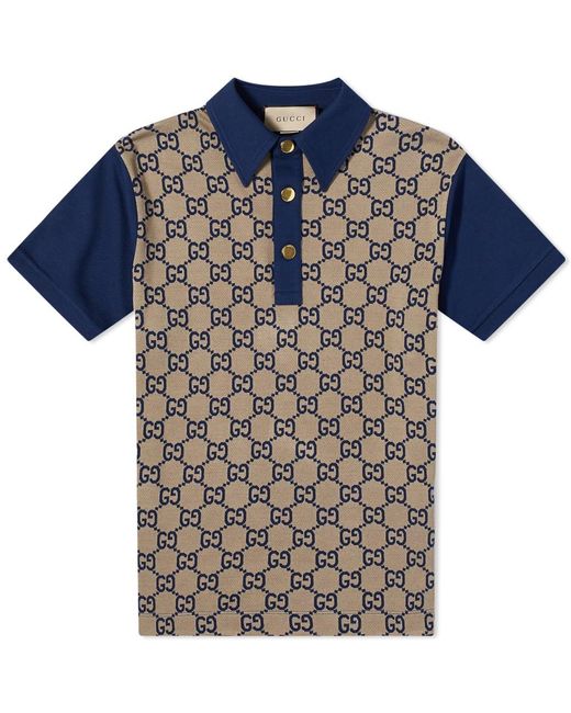 Gucci All Over gg Polo Shirt in Blue for Men | Lyst