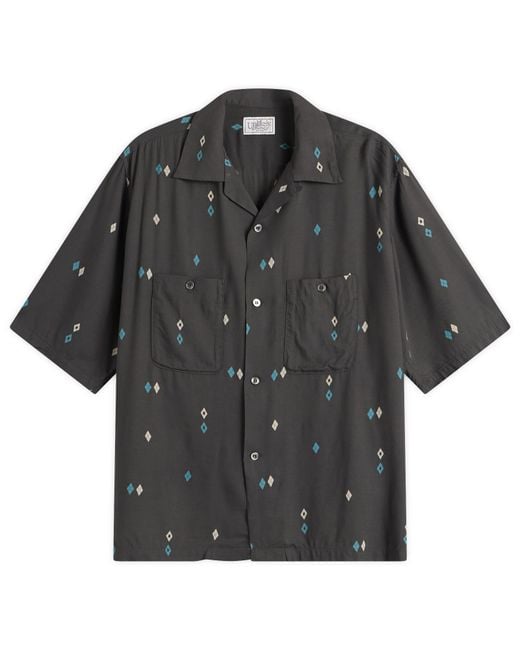 Unlikely Dry Goods Black Argyle Rayon Shirt for men