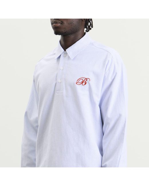 BOUND Blue Half Button Script Oxford Shirt for men