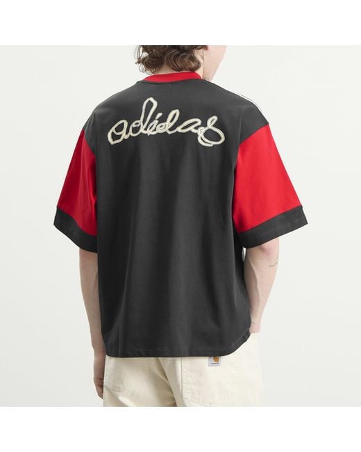 Adidas Red Paneled Gfx T-Shirt for men