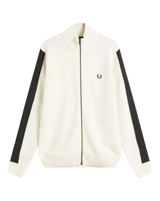 Fred Perry Natural Ribbed Zip Knit Cardigan for men