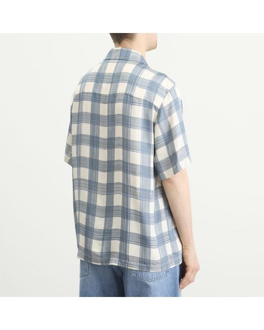 Jil Sander Blue Boxy Fit Short Sleeve Shirt Check Shirt for men