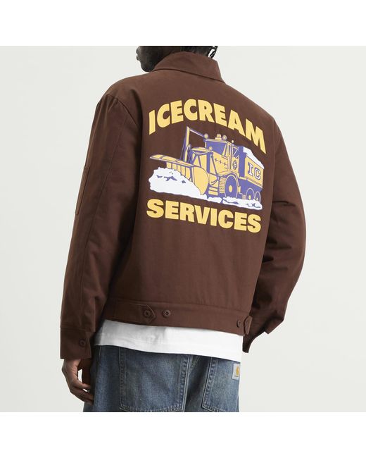 ICECREAM Brown Ic Services Quilted Work Jacket for men