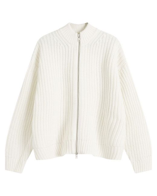 MKI Miyuki-Zoku White Chunky Rib Knit Track Jacket for men
