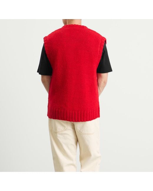 ICECREAM Red Running Dog Knit Vest for men