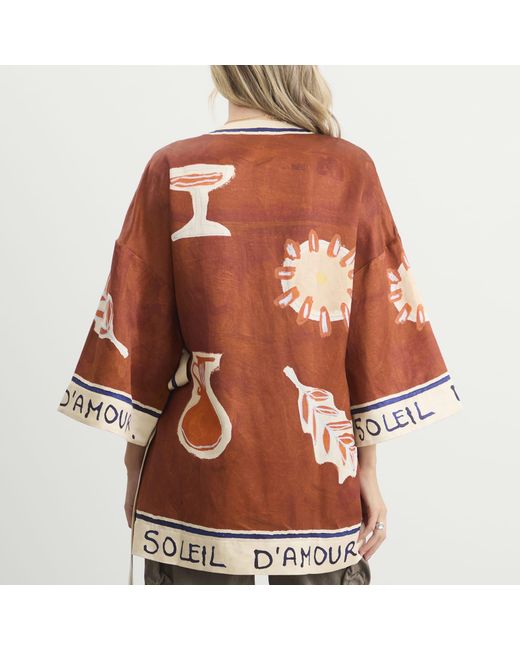 ALÉMAIS Brown Soleil D'Amour Wrap Mini Dress