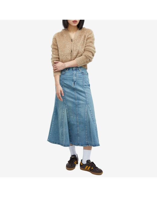 Ganni Blue Tint Denim Peplum Skirt