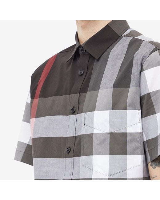Burberry Short Sleeve Somerton Large Check Shirt in Black for Men