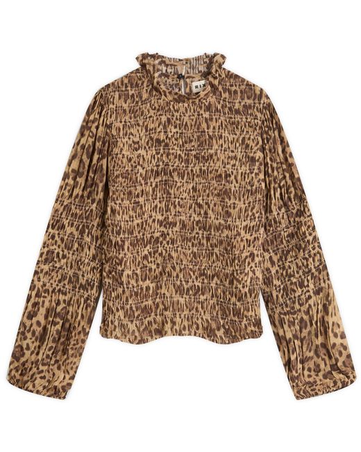 Rixo Brown Gardenia Mila Leopard Top