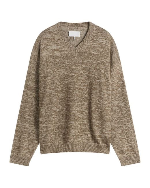 Maison Margiela Brown Cotton Wool V-Neck for men
