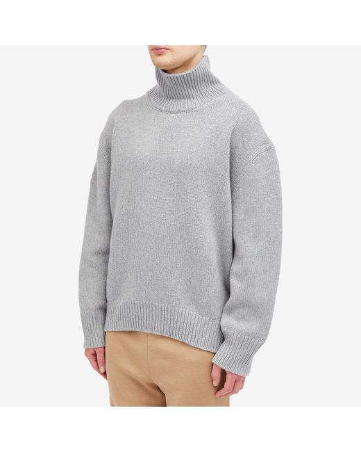 PANGAIA Gray Recycled Cashmere Knit Chunky Turtleneck Sweater for men