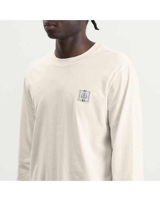 Moncler White Long Sleeve Cotton T-Shirt for men