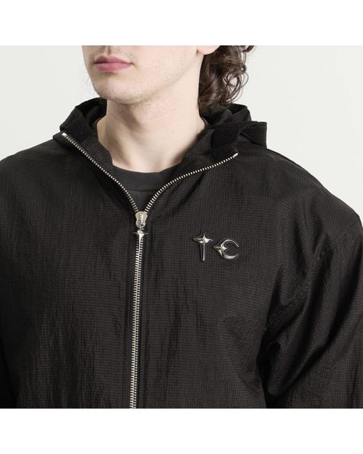 THUG CLUB Black Nylon Hooded Jacket for men