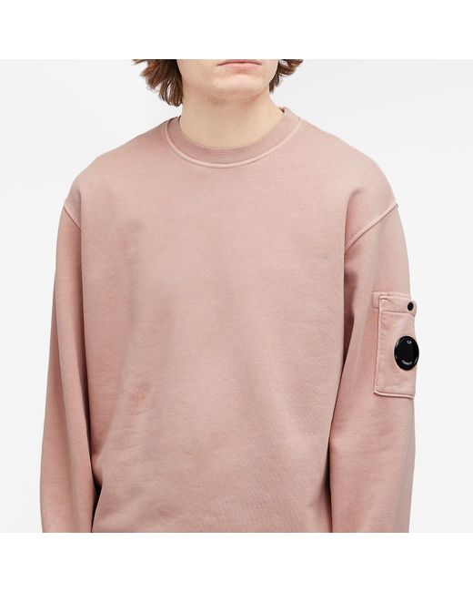 C P Company Pink Diagonal Fleece Resist Dyed Sweatshirt for men
