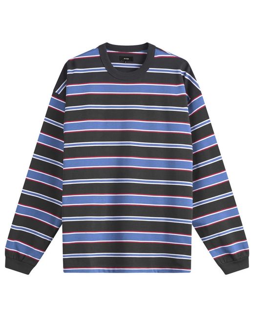 Beams Plus Blue Border Stripe Loose Long Sleeve T-Shirt for men