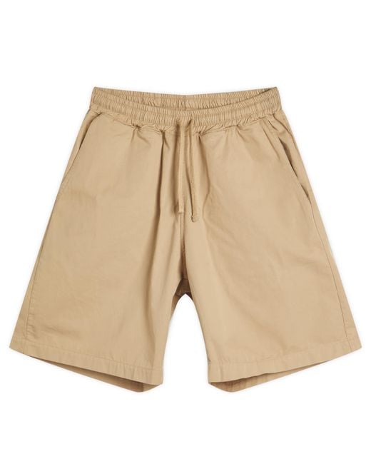 Universal Works Natural Military Shirting Simple Shorts for men