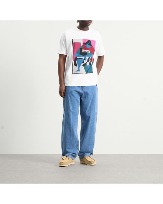 by Parra Blue Reading The Square T-Shirt for men