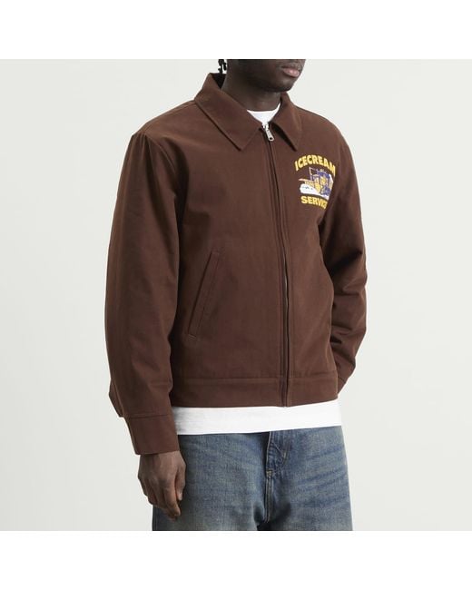 ICECREAM Brown Ic Services Quilted Work Jacket for men
