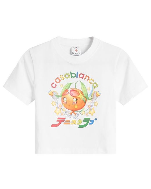 Casablanca White Mascot Cropped Baby T-Shirt