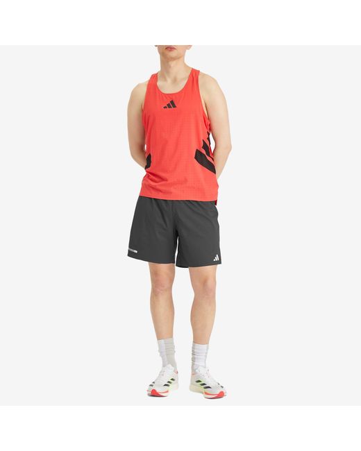 Adidas Originals Red Adidas Adizero Road To Records Tank Top for men