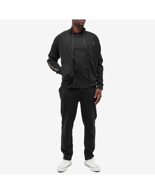 Fred Perry Black Chequerboard Tape Track Jacket for men