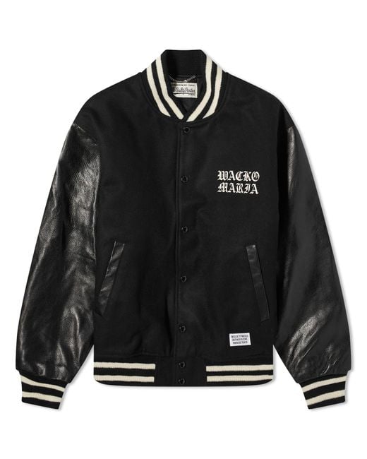 Wacko Maria Leather Varsity Jacket in Black for Men | Lyst Wacko Maria Leather Varsity Jacket in Black for Men | Lyst