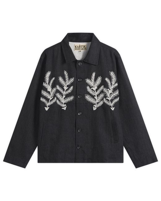 Kartik Research Black Block Print Boxy Jacket for men