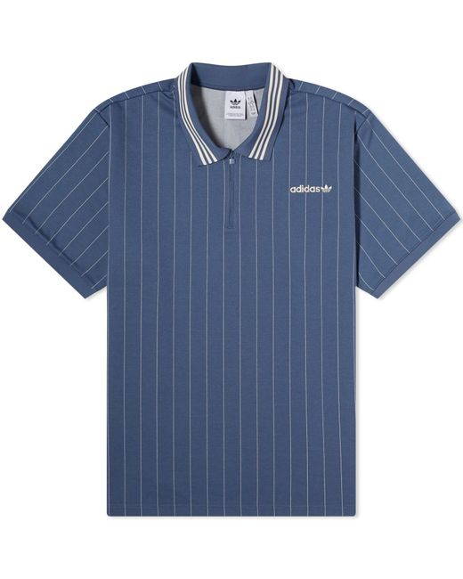 Adidas Blue Zip Polo Shirt for men