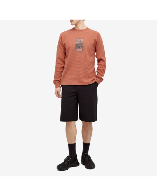 GR10K Orange Heavy Waffle Long Sleeve T-Shirt for men