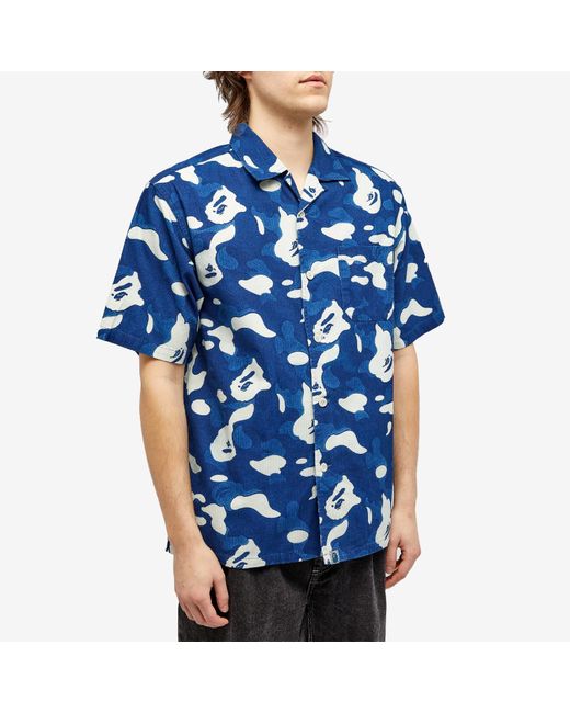 A Bathing Ape Blue Abc Camo Vacation Shirt for men