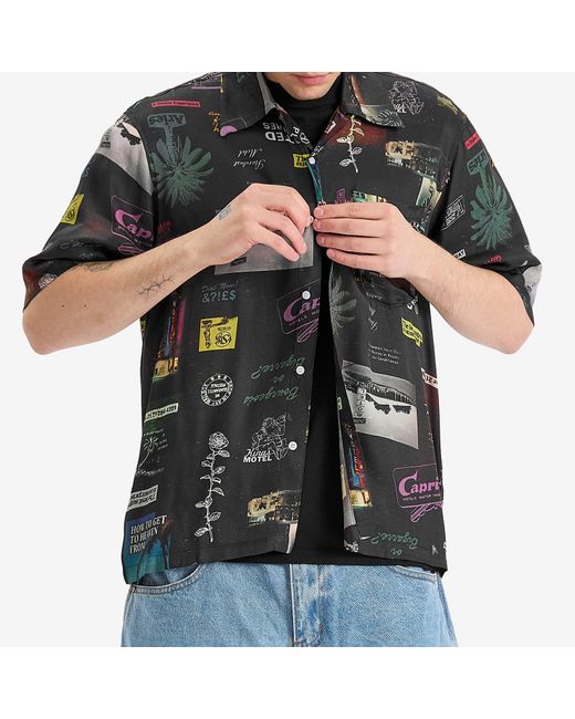 Aries Black Motel Luxe Hawaiian Shirt for men