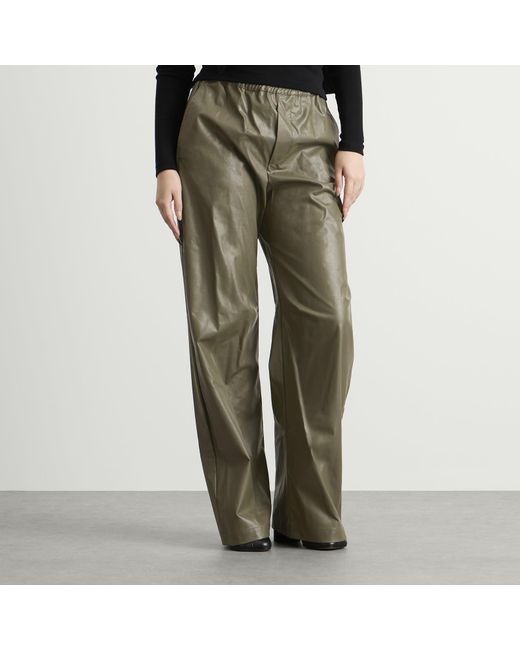 Maison Margiela Green Mm6 Baggy Faux Leather Trousers