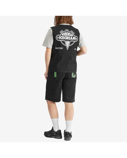 ICECREAM Black Canvas Work Vest for men