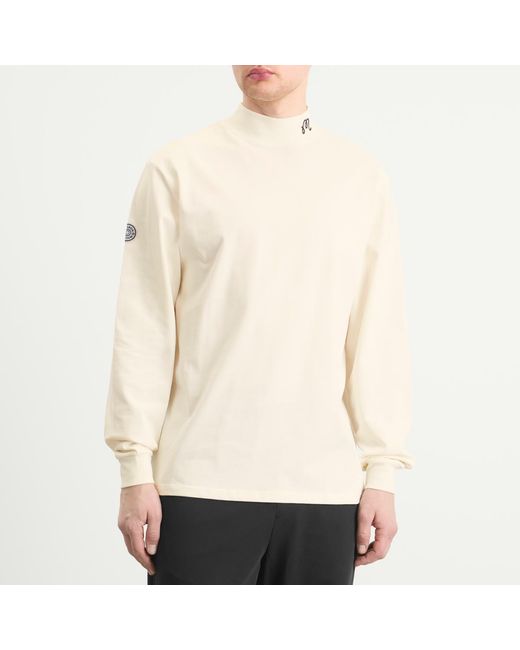 Malbon White Upland Mock Neck Long Sleeve T-Shirt for men