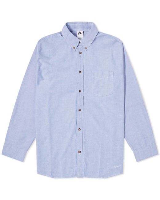 Nike Blue Life Long-Sleeve Oxford Button-Down Shirt for men