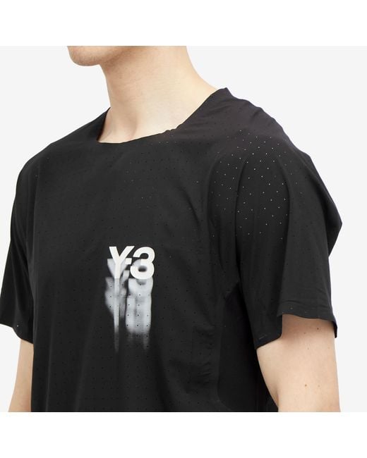 Y-3 Black Run Short Sleeved T-Shirt for men